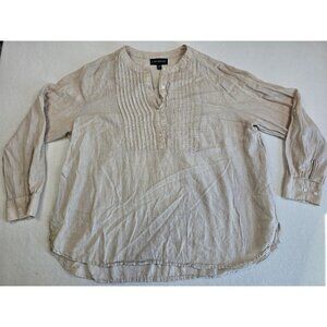 Lane Bryant Womens Blouse Size 18/20 Beige Linen & Cotton Pintuck